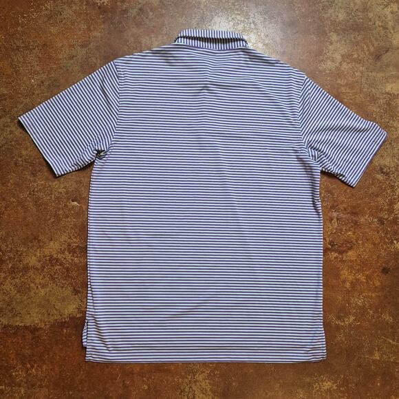Peter Millar Summer Comfort Polo Shirt Men Large Purple Striped Performance Golf - Picture 3 of 9